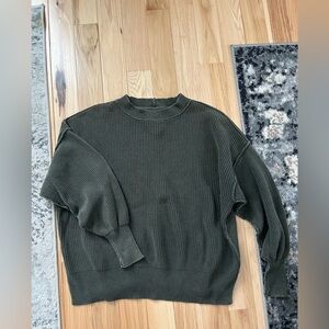 Aerie Olive Ribbed Knit Sweater
